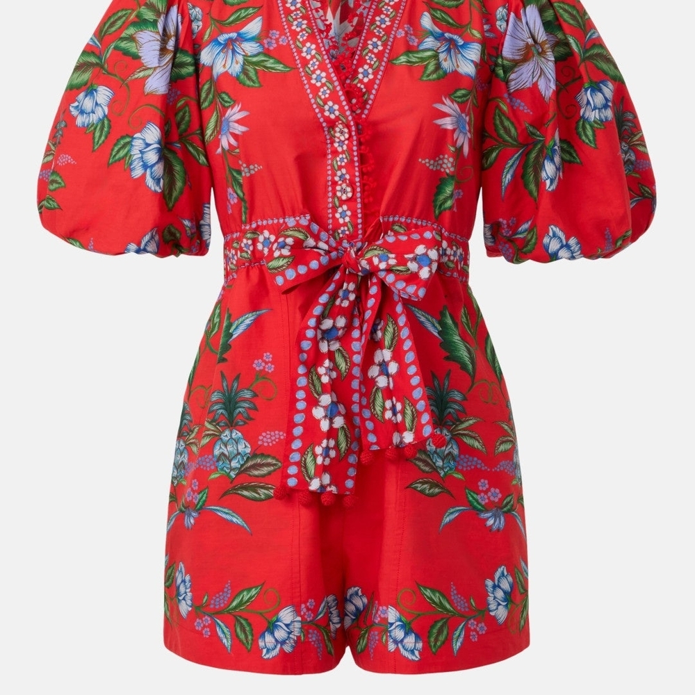 Floral Red Romper